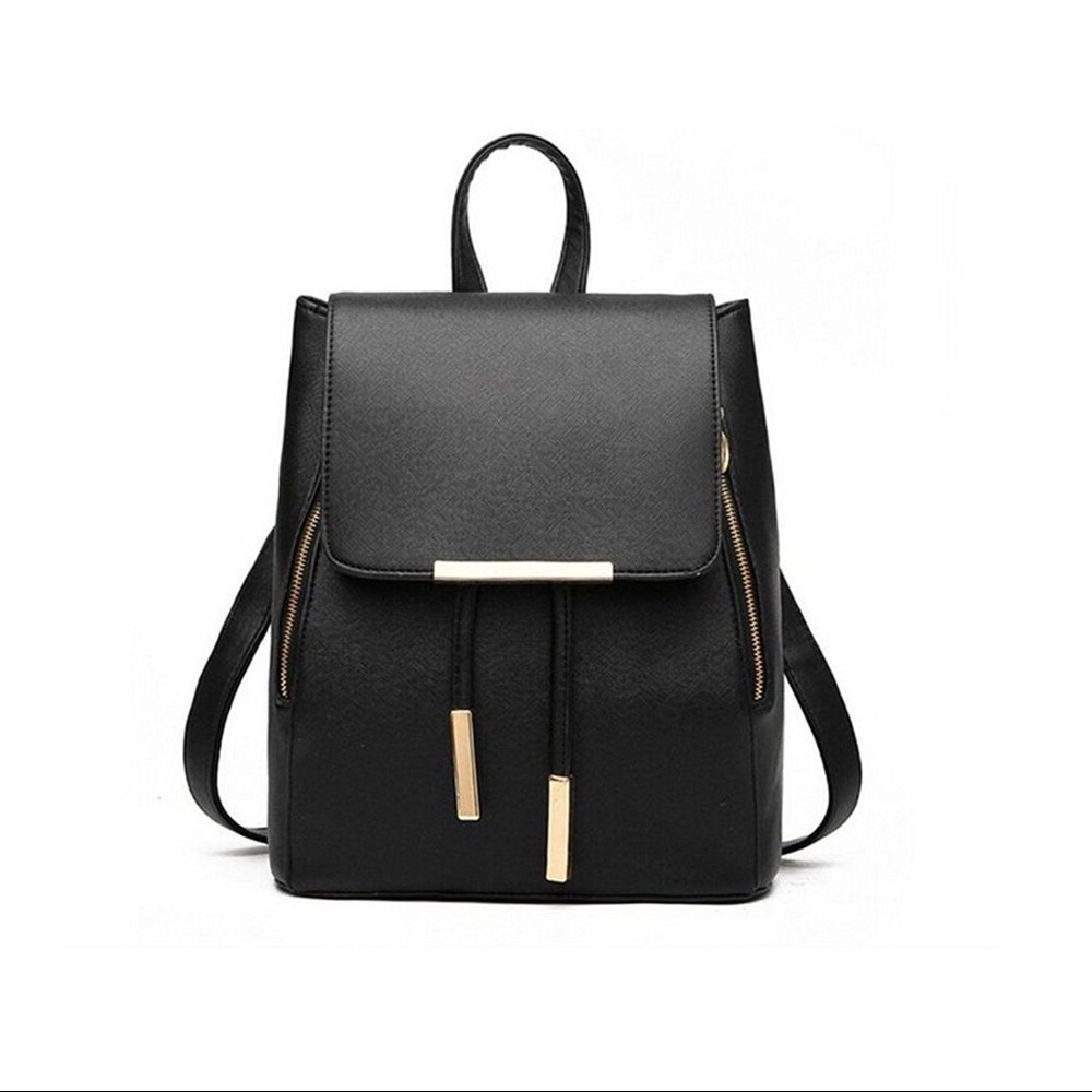 Black fashion faux leather backpack